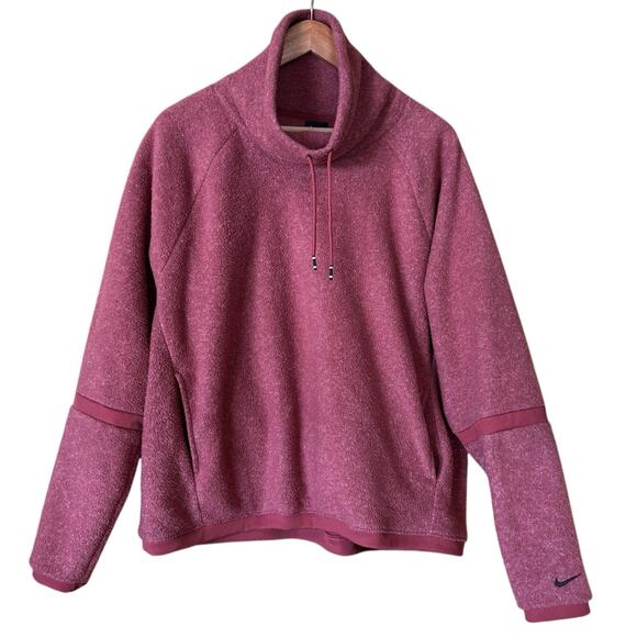 Nike Therma-FIT Mauve Cowl Neck Fleece Pullover L - Picture 2 of 8